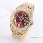 Iced out Red Face Rolex Presidential Day Date Replica Watch Worldwide Shipping